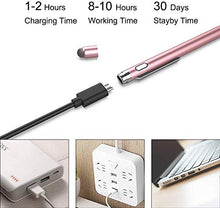 Load image into Gallery viewer, KECOW Stylus Digital Pen for Touch Screens, 1.45mm fine Elastic Tip Rechargeable Pencil Compatible for iPad iPhone Samsung Phone &amp;Tablets,iOS&amp;Android for Drawing and Writing Capacitive Pen (Rose Gold)
