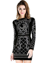Load image into Gallery viewer, Miss ord Women's Long Sleeve Halter Studded Casual Mini Dress with Zipper Black X-Small
