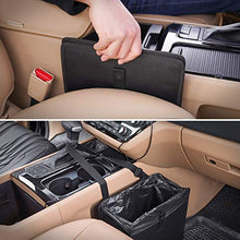 Load image into Gallery viewer, KMMOTORS Foldable Car Garbage Can Patented Car Waste Basket Comfortable Multifuntional Vegan Leather and Oxford Clothes Car Organizer Car Trash Can (Large, Black)
