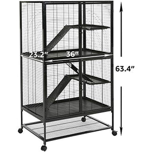 AmazonBasics Small Animal Metal Pet Cage with Wheels, Two-Story (63-Inch)