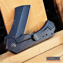 Load image into Gallery viewer, KCCEDGE BEST CUTLERY SOURCE EDC Pocket Knife Camping Accessories Razor Sharp Ball Bearing Survival Cleaver Folding Knife Camping Gear Survival Kit 55211 (Stonewash Grey)
