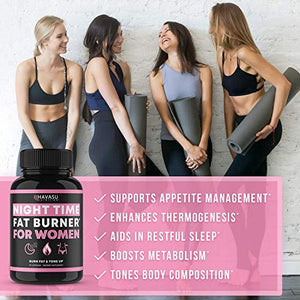 Havasu Nutrition Night Time Fat Burner for Women | Sleep Aid, Appetite Suppressant, and Metabolism Booster for Detox & Cleanse | Healthier Weight Loss | 60 Vegetarian Weight Loss Pills for Women
