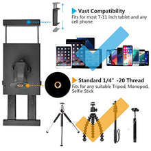 Load image into Gallery viewer, Sturdy Tablet and Phone Tripod Mount for iPad Samsung Tablet Cell Phone More, Rotatable Tiltable Tripod Adapter Stand Clamp Holder for Video Recording Photo Booth Live Music Camera by APPS2Car
