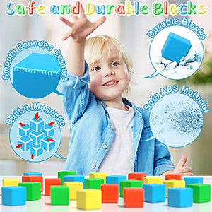 Magnetic Blocks, 28 Pieces 1.34 inch Large Magnetic Building Blocks, 3D Magnetic Cubes for Kids, Preschool Educational Construction Kit, Sensory Montessori Toys Kids Blocks for Boys Girls Toddlers