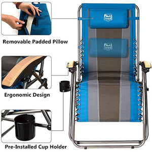 Timber Ridge Zero Gravity Chair Oversized Recliner Padded Folding Patio Lounge Chair 350lbs Capacity Adjustable Lawn Chair with Cup Holder, Headrest, for Outdoor, Camping, Patio, Lawn