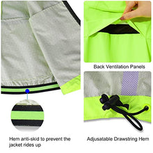 Load image into Gallery viewer, BALEAF Men's Cycling Running Jacket Waterproof Rain Windbreaker Reflective Lightweight Windproof Bike Golf Jacket Fluorescent Yellow Size L
