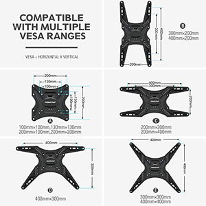 MOUNTUP TV Wall Mount, Full Motion Tilting TV Mount Bracket for Most 26-55 Inch Flat Curved TVs with Articulating Arms, Wall Mount TV Bracket with Max VESA 400X400mm and 88lbs, Fits Single Stud MU0014
