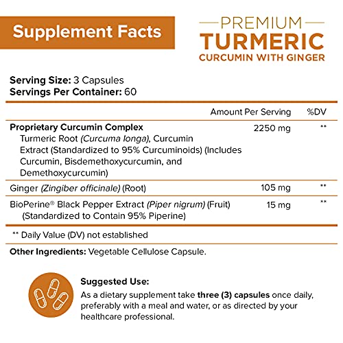 Load image into Gallery viewer, Turmeric Curcumin with Ginger & BioPerine Black Pepper Supplement: Anti-Inflammatory, Antioxidant, Anti Aging, 100% Natural, Non-GMO, Vegan Best Maximum Potency, No Side Effects (180 Capsules)