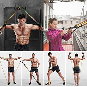 Resistance Bands Set, Exercise Bands with Handles Attached 5 Resistance Bands, Handles, Legs Ankle Straps & Door Anchor, Carry Bag, Fitness Bands for Men Women Resistance Training, Physical Therapy