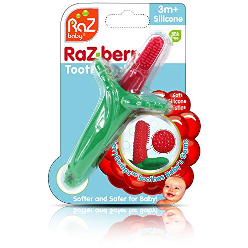 RaZberry Baby Teether & Toothbrush/BerryBumps Soothe and Massage Sore Gums/Perfectly Sized