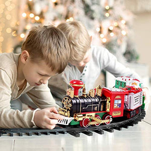 Christmas Train Set - Toy Train Set with Lights and Sounds, Round Railway Tracks for Under/Around The Christmas Tree, Best Gifts for 3 4 5 6 7 8+ Year Old Kids Boys Girls
