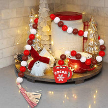 Load image into Gallery viewer, Huray Rayho Hot Cocoa Wood Bead Garland Decorations Farmhouse Christmas Holiday Tiered Tray Decor Hot Chocolate Marshmallow Rustic Wooden Beads with Red Plaid Tassels Winter New Year Ornaments
