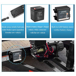 BUNKER INDUST Trailer Brakes Breakaway Kit with Charger, LED Indicator, Switch, 12V 5AH Battery for Trailer Caravan