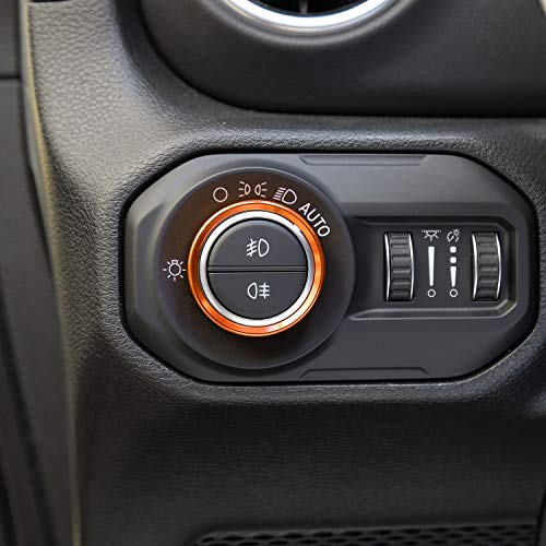 Load image into Gallery viewer, Voodonala Air Conditioner Headlight Switch Knob Trim for 2018-2022 Jeep Wrangler JL JLU Gladiator JT, Orange Aluminum Alloy 4pcs