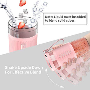 KLOUDI Portable Blender, Cordless Personal Blender Juicer, Mini Mixer, Waterproof Smoothie Blender With USB Rechargeable, BPA Free Tritan 300ml, Home, Office, Sports, Travel, Outdoors Pink