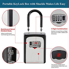 Load image into Gallery viewer, Key Lock Box Wall Mounted, Portable Lock Box for House Key, 5 Key Capacity, Weatherproof Resettable Code House Key Safe Security Lock Box for Indoor, Outdoor, Garage, Garden, Store (1 Pack)
