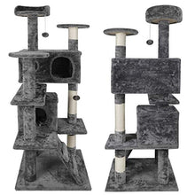 Load image into Gallery viewer, Nova Microdermabrasion 53 Inches Multi-Level Cat Tree Stand House Furniture Kittens Activity Tower with Scratching Posts Kitty Pet Play House (Grey)
