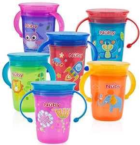 Nuby 1pk No Spill 2-Handle 360 Degree Printed Wonder Cup - Colors May Vary