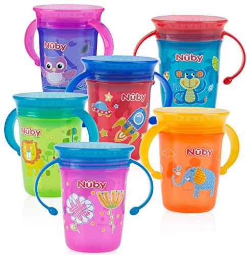 Nuby 1pk No Spill 2-Handle 360 Degree Printed Wonder Cup - Colors May Vary