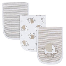 Load image into Gallery viewer, Gerber unisex baby 3-pack Terry Burp Cloth bibs, Elephant, 18 x 6.25 US
