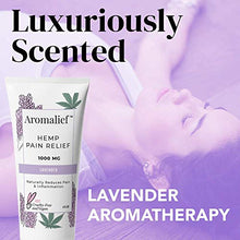 Load image into Gallery viewer, Aromalief Hemp Cream with Lavender Aromatherapy - 1000MG Hemp- 2 Pack -Made in USA - Relieve Stress, Muscle &amp; Joint Pain- Menthol, Glucosamine, Chondroitin MSM - Vegan &amp; Cruelty-Free…
