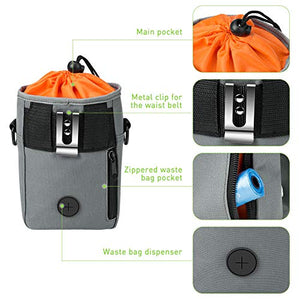 SOMEITY Dog Treat Pouch for Training, Built-in Poop Bag Dispenser, Easily Carries Pet Toys, Kibble and Treats, Running Waist Bag, Fanny Pack