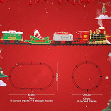 Load image into Gallery viewer, Hot Bee Christmas Toy Train Set, Electric Steam Train Toy w/ Smoke, Lights &amp; Sounds Railway Tracks Kits for Under The Tree Gifts for 3 4 5 6 7 8+ Year Old Boys &amp; Kids
