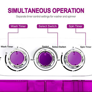 Portable Washing Machine, Kuppet 10lbs Compact Mini Washer, Wash&Spin Twin Tub Durable Design to Wash All your Laundry or Swim Suit for Apartments, Dorms, RV Camping (Purple)