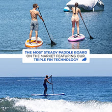 Load image into Gallery viewer, Crew Axel Inflatable Stand Up Paddle Board (6” Thick) Non Slip SUP W Premium Backpack, 3 Fins, Floating Paddle, Pump, &amp; Leash (10’ x 30” x 6”) Light Weight (17lb) Wide Stance Kids &amp; Adults (Pink)
