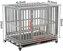 Load image into Gallery viewer, LUCKUP 42&quot; Heavy Duty Dog Cage Strong Metal Kennel and Crate for Medium and Large Dogs Pet Playpen with Four Lockable Casters Indoor/Outdoor Silver
