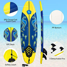 Load image into Gallery viewer, Giantex 6' Surfboard Surfing Surf Beach Ocean Body Foamie Board with Removable Fins, Great Beginner Board for Kids, Adults and Children
