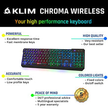 Load image into Gallery viewer, KLIM Chroma Rechargeable Wireless Gaming Keyboard + Slim, Durable, Ergonomic, Quiet, Waterproof, Silent Keys + Backlit Wireless Keyboard for PC PS4 Xbox One Mac + Teclado Gamer + New 2022 Version

