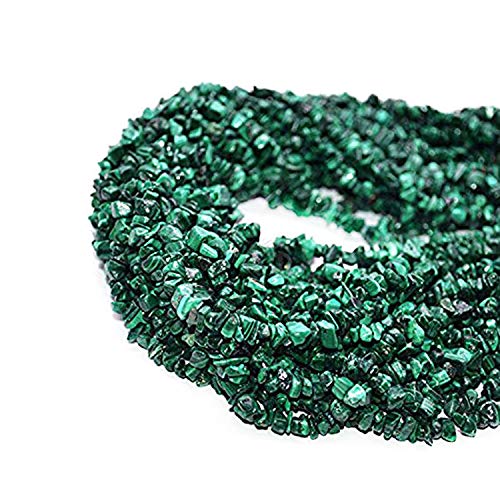 GemmartUSA Natural Malachite Chip Beads Natural Stone Bead1 Strand 34 inch Jewelry Making Supplies (CHMC-70001)