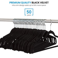 Load image into Gallery viewer, Zober Non-Slip Velvet Hangers - Suit Hangers (50-pack) Ultra Thin Space Saving 360 Degree Swivel Hook Strong and Durable Clothes Hangers Hold Up-To 10 Lbs, for Coats, Jackets, Pants, &amp; Dress Clothes
