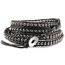 Load image into Gallery viewer, MOWOM Alloy Genuine Leather Bracelet Bangle Cuff Rope for Women Boys Kids Gemstone Beads Braided 3 Wraps &amp; 5 Wraps Stone Adjustable Handmade Jewelry Gift
