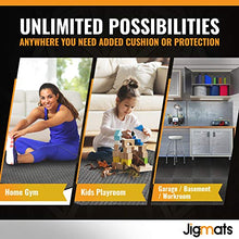 Load image into Gallery viewer, JIGMATS Small Foam Exercise Mats, Gym Flooring for Home Gym, 18 x Protective Foam Floor Mats for Exercise Equipment, Interlocking EVA Floor Tiles Non Slip Gym Matt Rubber Cushion, Workout Mat 12"X12"
