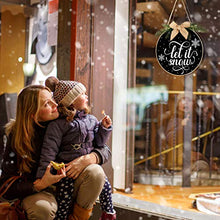 Load image into Gallery viewer, Christmas Wreath Hanging Sign Buffalo Plaid Wooden Door Hanger for Front Door Rustic Burlap Wooden Holiday Decor for Christmas Home Window Wall Farmhouse Decoration (Black Base with Let it Snow)
