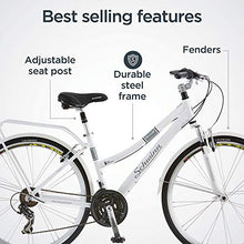 Load image into Gallery viewer, Schwinn Discover Hybrid Bike for Men and Women, 21-Speed, 28-inch Wheels, 16-inch/Small Frame, White
