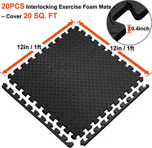 Walsai Exercise Mats Puzzle Foam Mats Gym Flooring Mat Interlocking Foam Mats with EVA Foam Floor Tiles for Home Gym Equipment Workouts