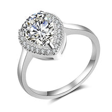 Load image into Gallery viewer, dnswez White Gold Teardrop Pear Cut CZ Cubic Zirconia Promise Wedding Band Engagement Ring(9)
