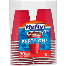 Load image into Gallery viewer, Hefty Party On Disposable Plastic Cups, Red, 18 Ounce, 30 Count

