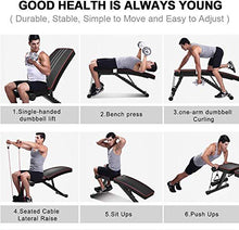 Load image into Gallery viewer, Dripex Adjustable Folding Weight Bench (2020 Upgraded Version), 330lbs Capacity Decline Incline Bench Press Workout Bench for Strength Training Home Gym
