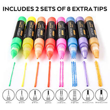 Load image into Gallery viewer, Arteza 3D Fabric Paint, Set of 30, Metallic &amp; Glitter Colors, 1oz Tubes, Glow-in-The-Dark &amp; Vibrant Shades, Textile Paint for Clothing, Accessories, Ceramic &amp; Glass
