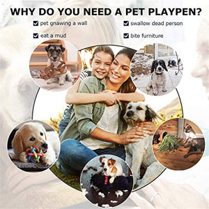 N/D Pet Fence for Medium and Large Dogs — 6 pet cage Plates, pet Fence, Square Pole, Foldable pet Fence, Gauge Ring, Training Ring, pet Supplies for Indoor/Outdoor kennels