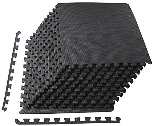 BalanceFrom Puzzle Exercise Mat with EVA Foam Interlocking Tiles, Black