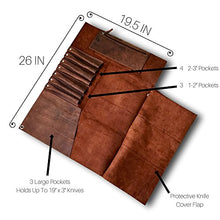 Load image into Gallery viewer, Large Handmade Leather Knife Roll - 11 Pocket Knife Bag with Buckle
