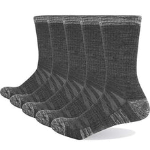 Load image into Gallery viewer, YUEDGE Women's Hiking Walking Socks 5 Pack Outdoor Recreation Socks Moisture Wicking Cushion Crew Socks(Grey, Large)
