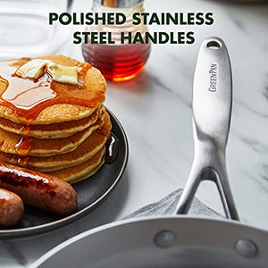 GreenPan Venice Pro Tri-Ply Stainless Steel Healthy Ceramic Nonstick 10" Frying Pan Skillet, PFAS-Free, Multi Clad, Induction, Dishwasher Safe, Oven Safe, Silver