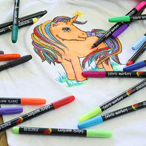 20 Fabric Markers Pens Set - Non Toxic, Indelible and Permanent Fabric Paint Fine Point Textile Marker Pen - Pens Fine Point Tip