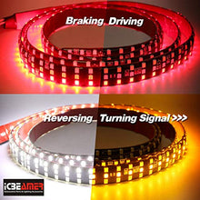 Load image into Gallery viewer, ICBEAMER Triple Row 60 inch 504 pcs LED for Pick up/Truck Tailgate Light Bar Side Bed Light Strip Bar IP67 Waterproof Reverse- 6 Functions Tail/Brake/Sequential/Turn Signals/Reverse/Flashing Lights
